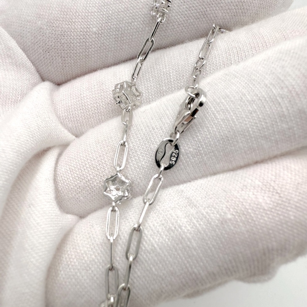 .925 Sterling Silver Cz Flower Bracelet - Picture 7 of 16